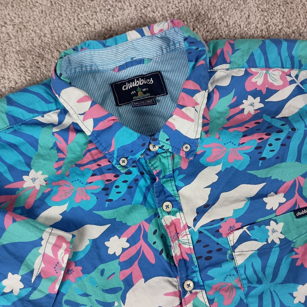 Chubbies Men's Hawaiian Shirt XXL Floral‎ Stretch Short Sleeve